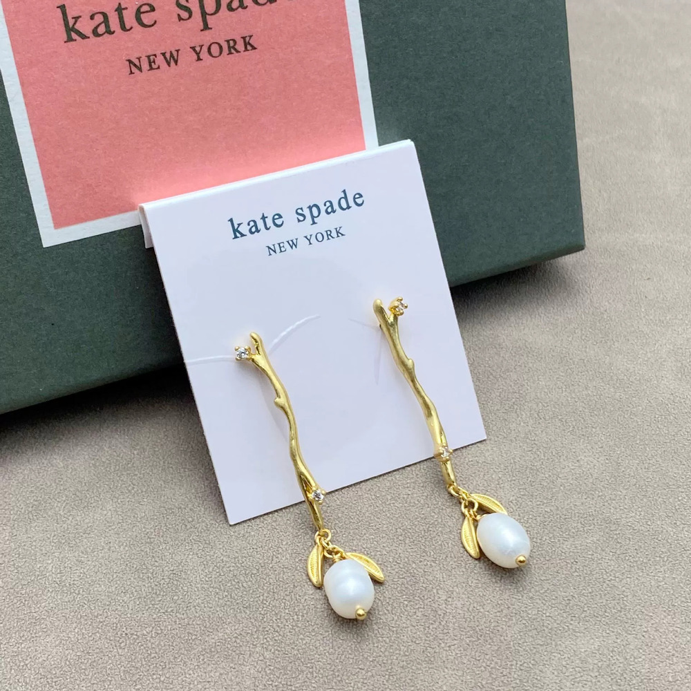 kate spade Gold Plated Vine Pearl Stud Earrings